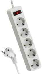 Сетевой фильтр ПВС КОСМОС 3х0.75 белый 3м с выключателем