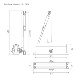 Доводчик дверной LONEX 330 (от 50 до 120 кг) (коричневый) морозостойкий