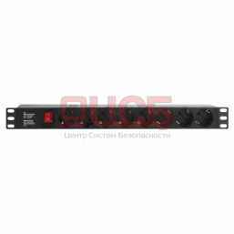 Блок розеток, 19", 1U, 16А, 8 розеток, корпус пластик, без шнура пит 04-0307