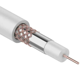 Кабель RG-59U+CU, 75 Ом, (бухта 305м.), белый REXANT 01-2651