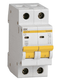 Выключатель автоматический модульный 2п C 3А 4.5кА ВА47-29 IEK MVA20-2-003-C