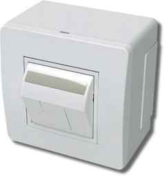 10665 Коробка в сборе с 1 розеткой RJ45, кат.5е (телефон / компьютер), белая ДКС